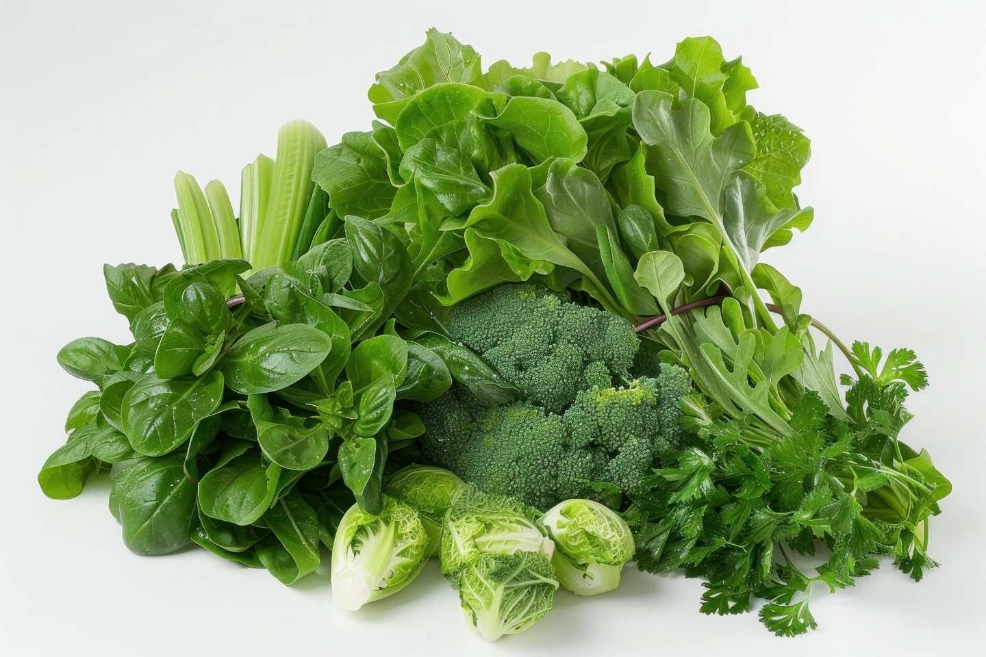 Slika raznolikog svježeg zelenog povrća.