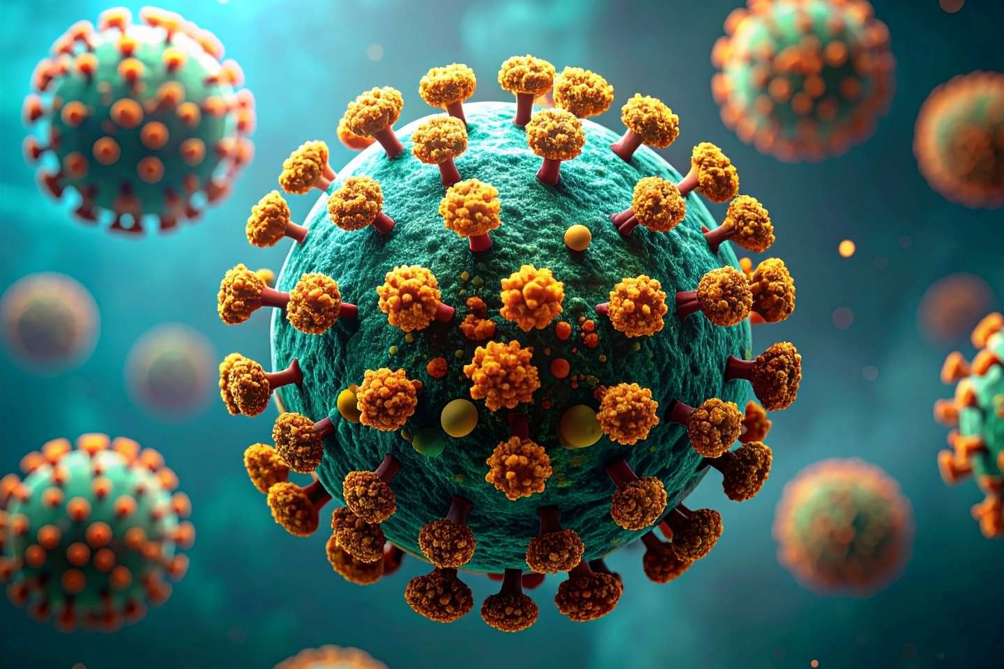 3D ilustracija modela virusa hepatitisa B.