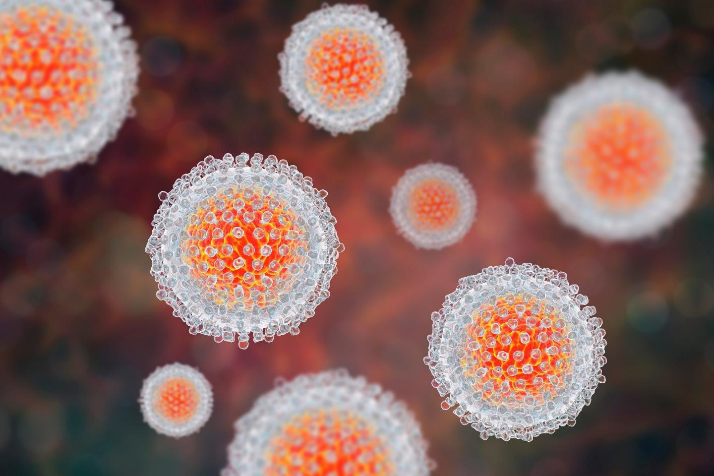 3D ilustracija modela virusa hepatitisa C.
