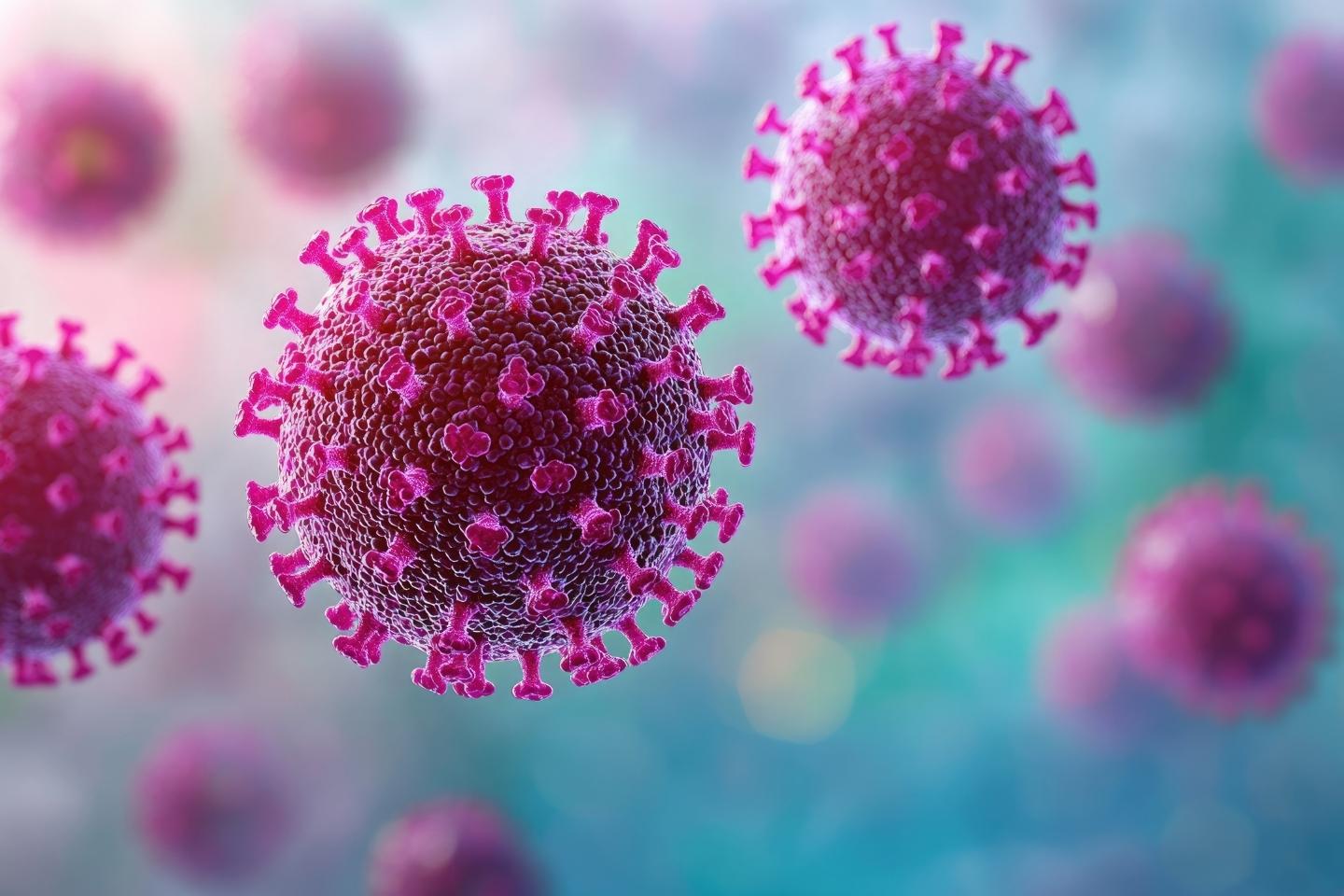 3D ilustracija modela virusa hepatitisa D.