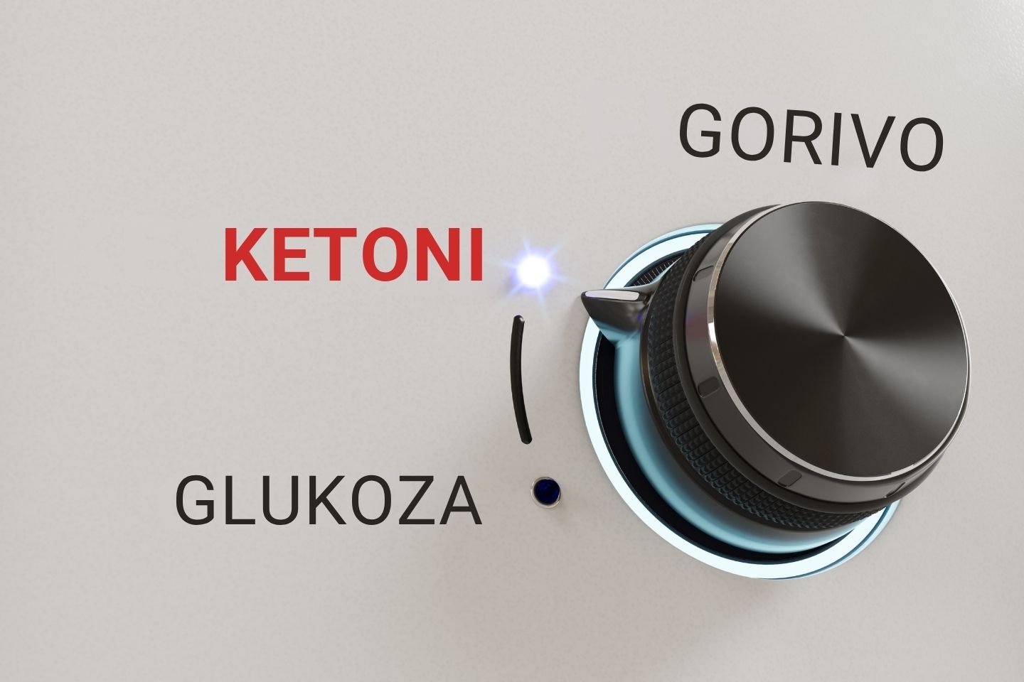 Slika gumba za 'gorivo' postavljenog na ketone, bez glukoze (metaboličko prebacivanje